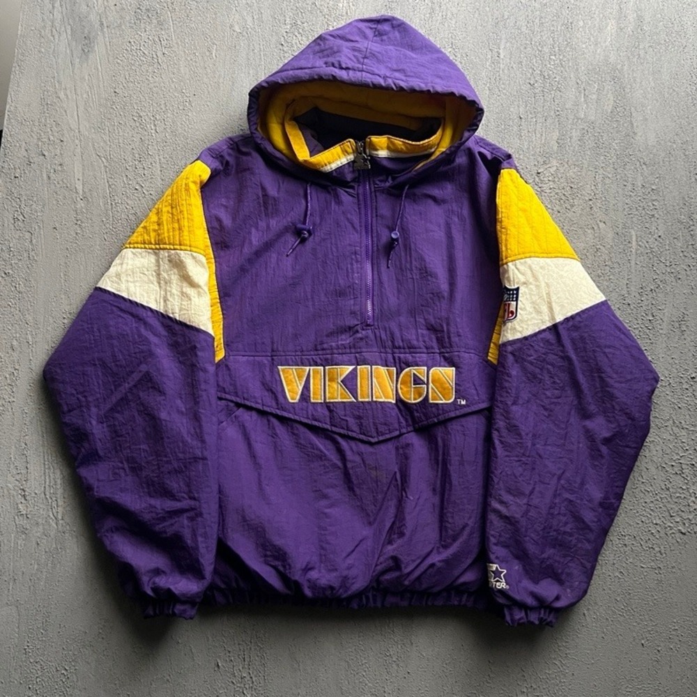 Vintage Minnesota Vikings Jacket Large Purple 1990s NFL Anorak Starter